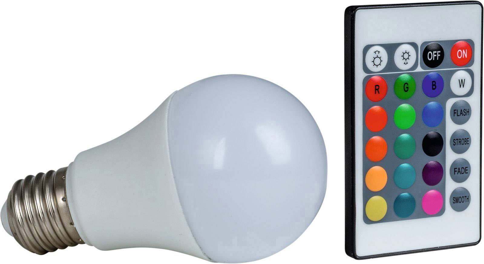 Heitronic 16383 LED EEK F (A - G) E27 Glühlampenform 7.5W = 50W RGBW (Ø x L) 60mm x 108mm colorchanging, dimmbar 1St.