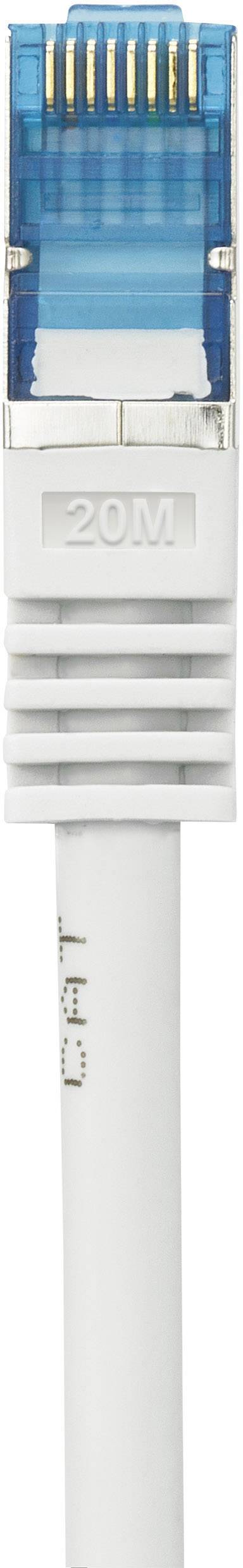 Ein Netzwerkkabel mit einem blauen RJ45-Stecker.
