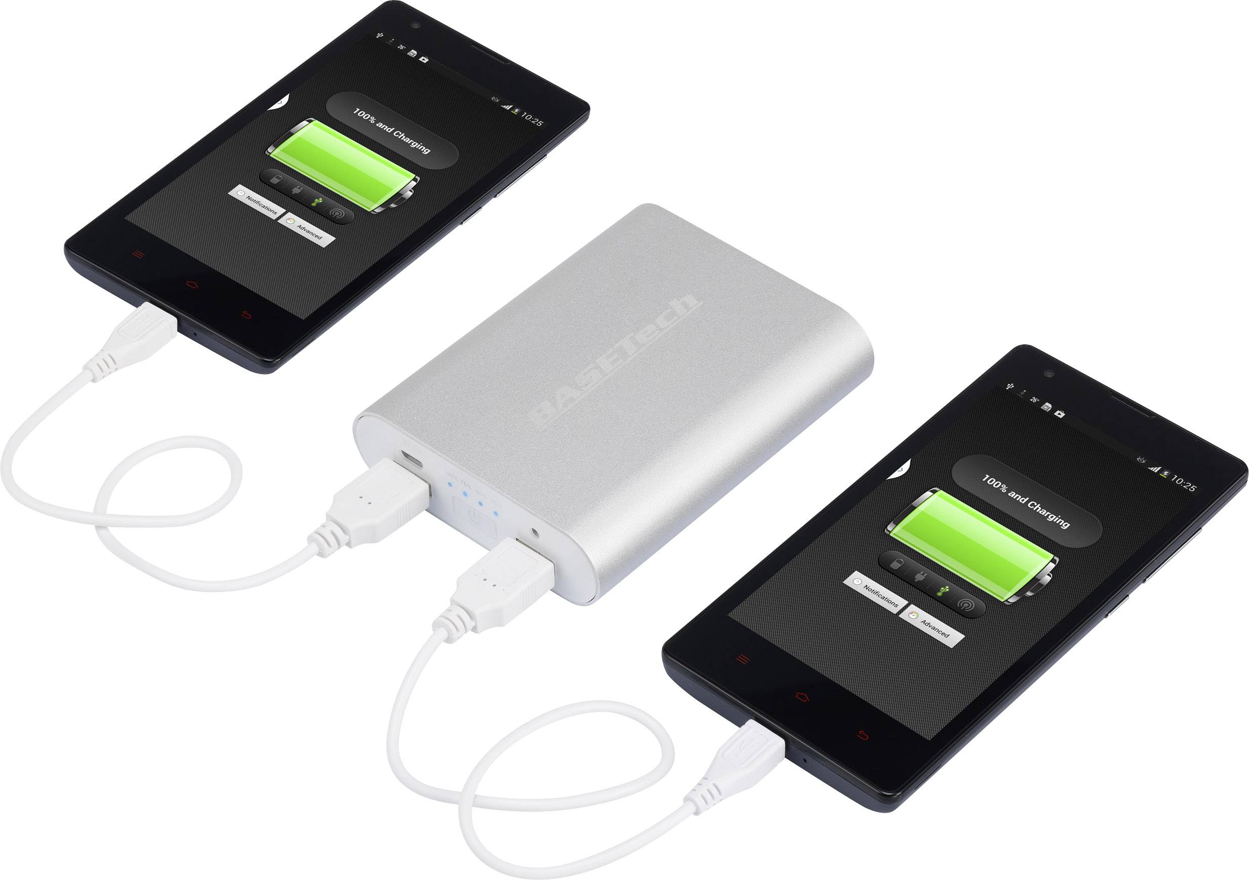 Basetech BTP-3 Powerbank 10400 mAh Li-Ion Silber, Weiß