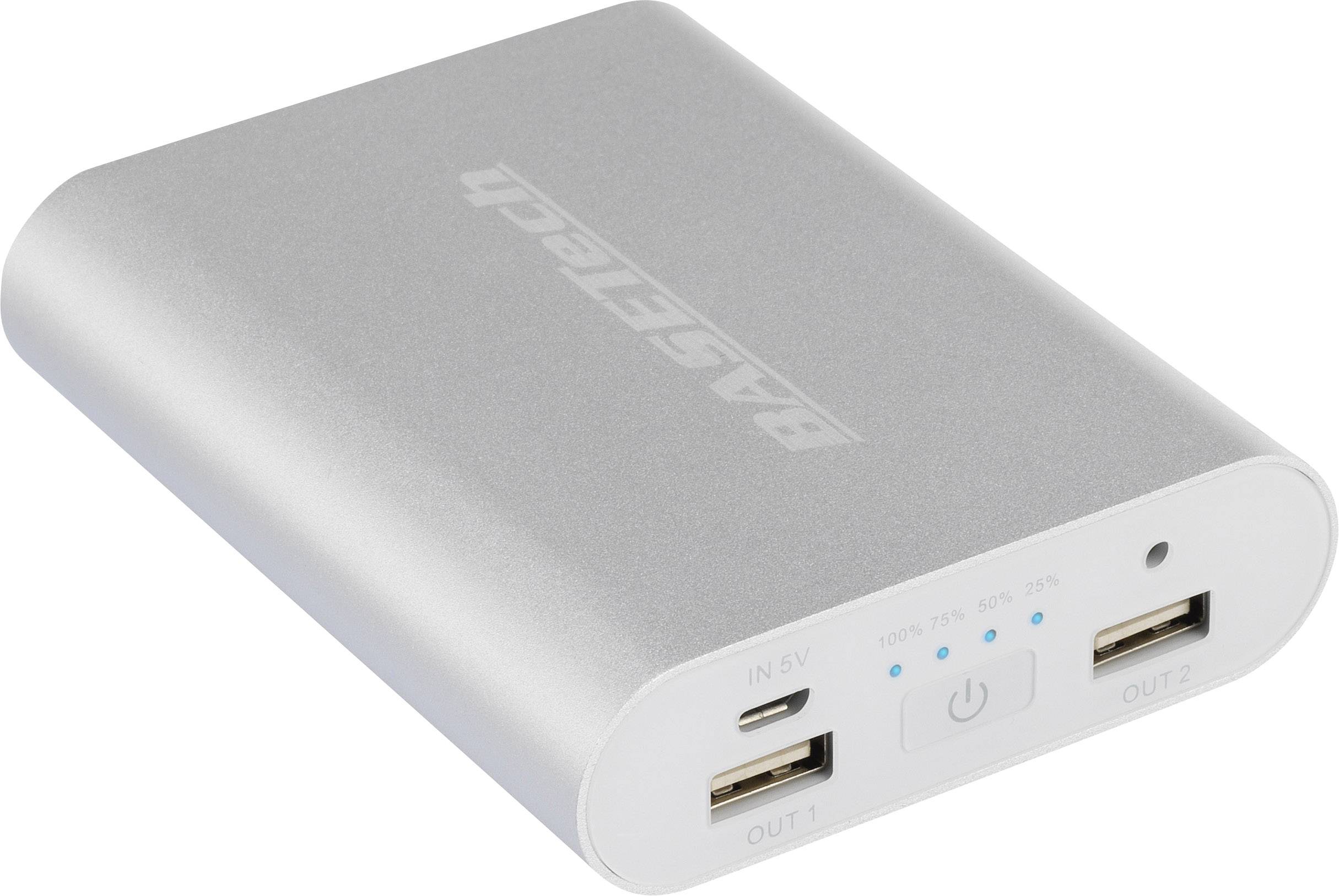 Basetech BTP-3 Powerbank 10400 mAh Li-Ion Silber, Weiß