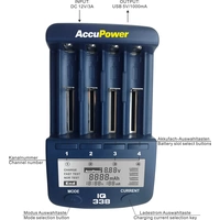 AccuPower IQ338 Rundzellen-Ladegerät NiCd, NiMH, LiIon 10340, 10350, 10440, 10500, 12500, 12650, 13500, 13650, 14500, 14650 AccuPower IQ338 Rundzellen-Ladegerät NiCd, NiMH, LiIon 10340, 10350, 10440, 10500, 12500, 12650, 13500, 13650, 14500, 14650