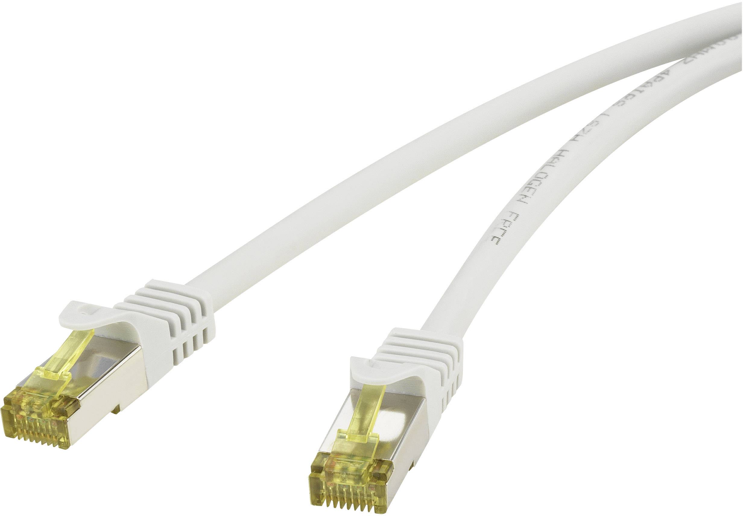 Zwei weiße Netzwerkkabel mit RJ45-Stecker, die zur Verbindung von Computern oder anderen Geräten im Netzwerk verwendet werden.