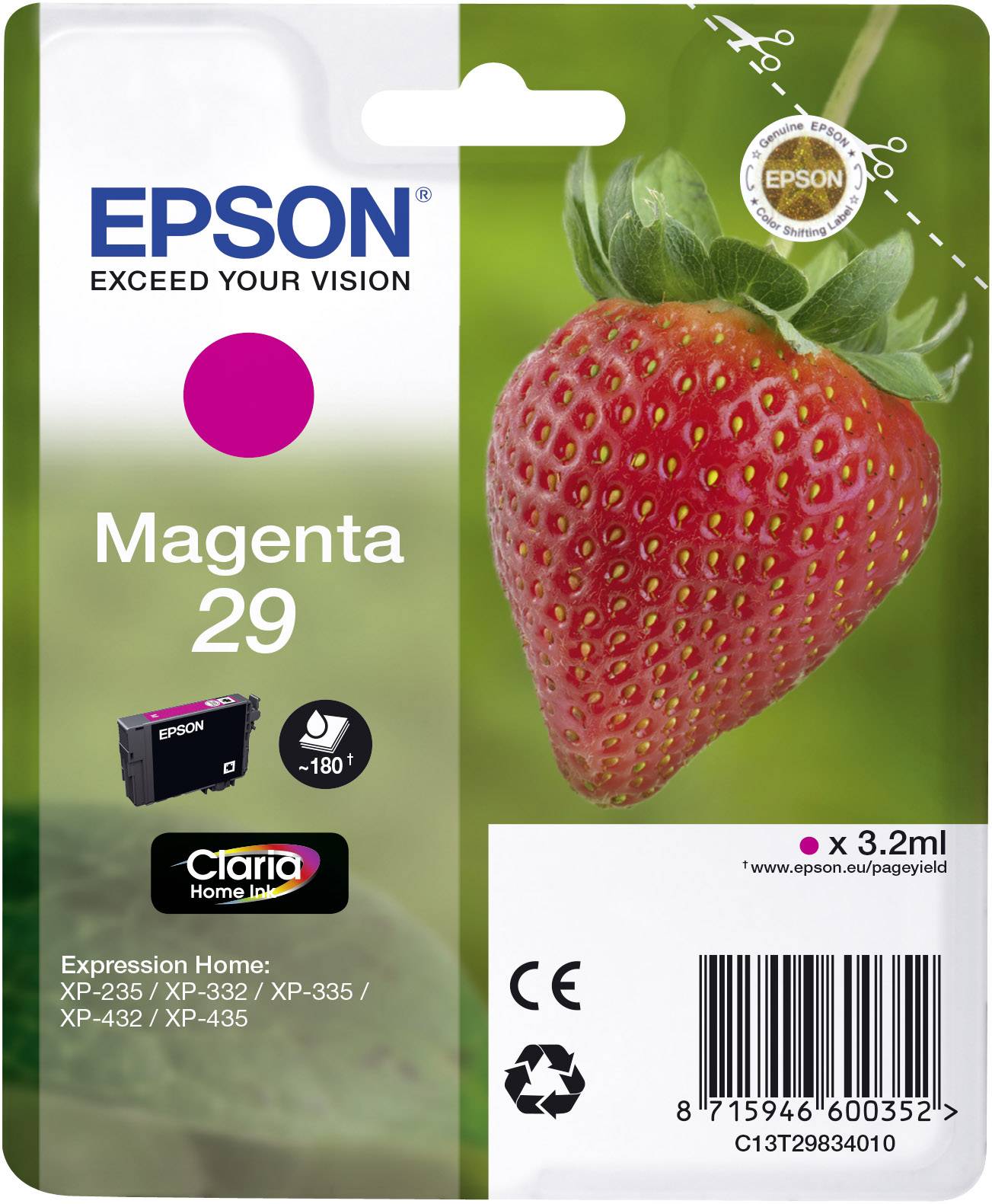 Epson Druckerpatrone T2983, 29 Original Magenta C13T29834010