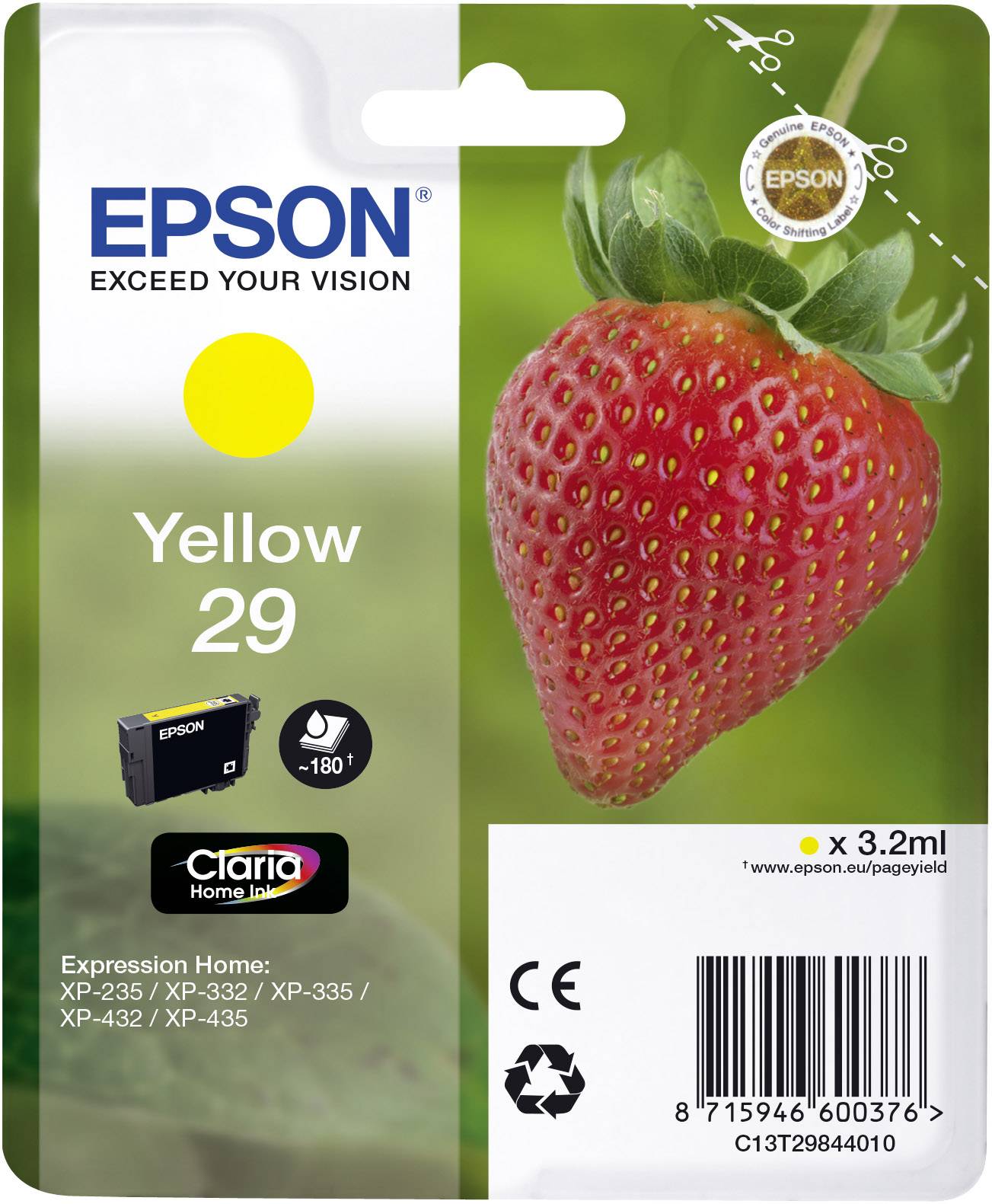 Epson Druckerpatrone T2984, 29 Original Gelb C13T29844010