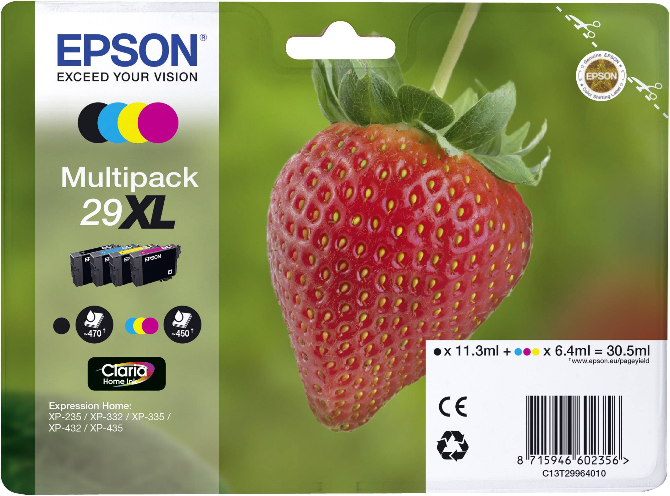 Epson Druckerpatrone T2996, 29XL Original Kombi-Pack Schwarz, Cyan, Magenta, Gelb C13T29964010
