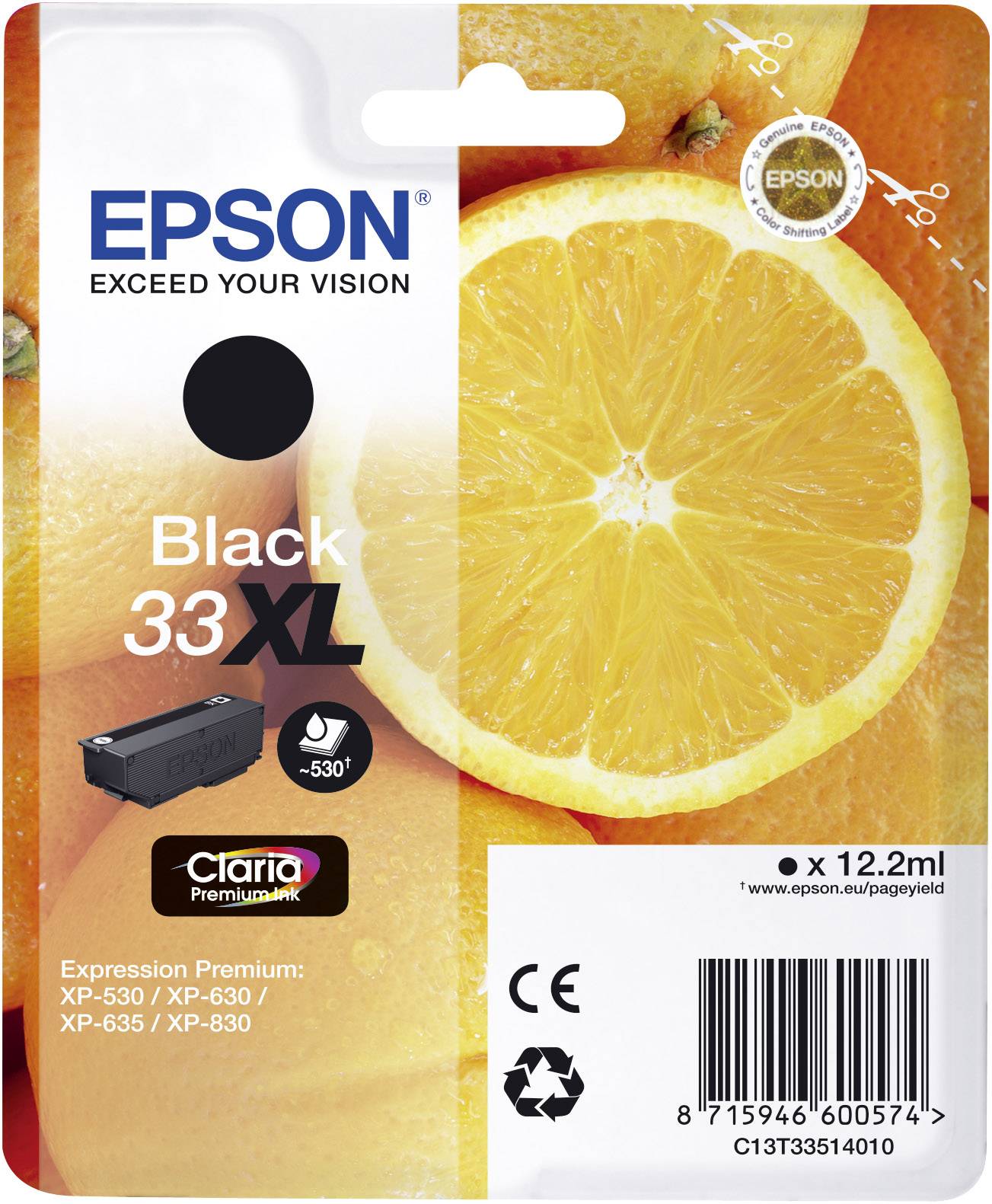 Epson Druckerpatrone T3351, 33XL Original Schwarz C13T33514010