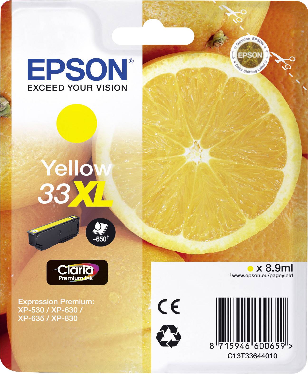 Epson Druckerpatrone T3364, 33XL Original Gelb C13T33644010
