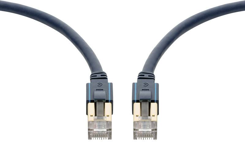 Clicktronic RJ45 Netzwerk Anschlusskabel CAT 6a S/FTP 3.00m Dunkelblau mit Rastnasenschutz, Flammwidrig