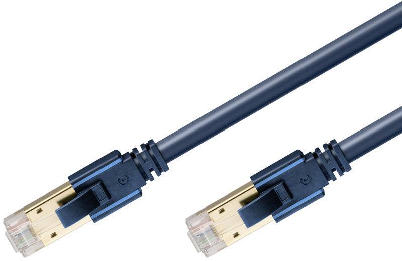 Clicktronic RJ45 Netzwerk Anschlusskabel CAT 6a S/FTP 3.00m Dunkelblau mit Rastnasenschutz, Flammwidrig