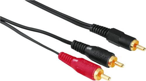 Hama Cinch Audio Anschlusskabel [1x Cinch-Stecker - 2x Cinch-Stecker] 2.00m Schwarz vergoldete Steck