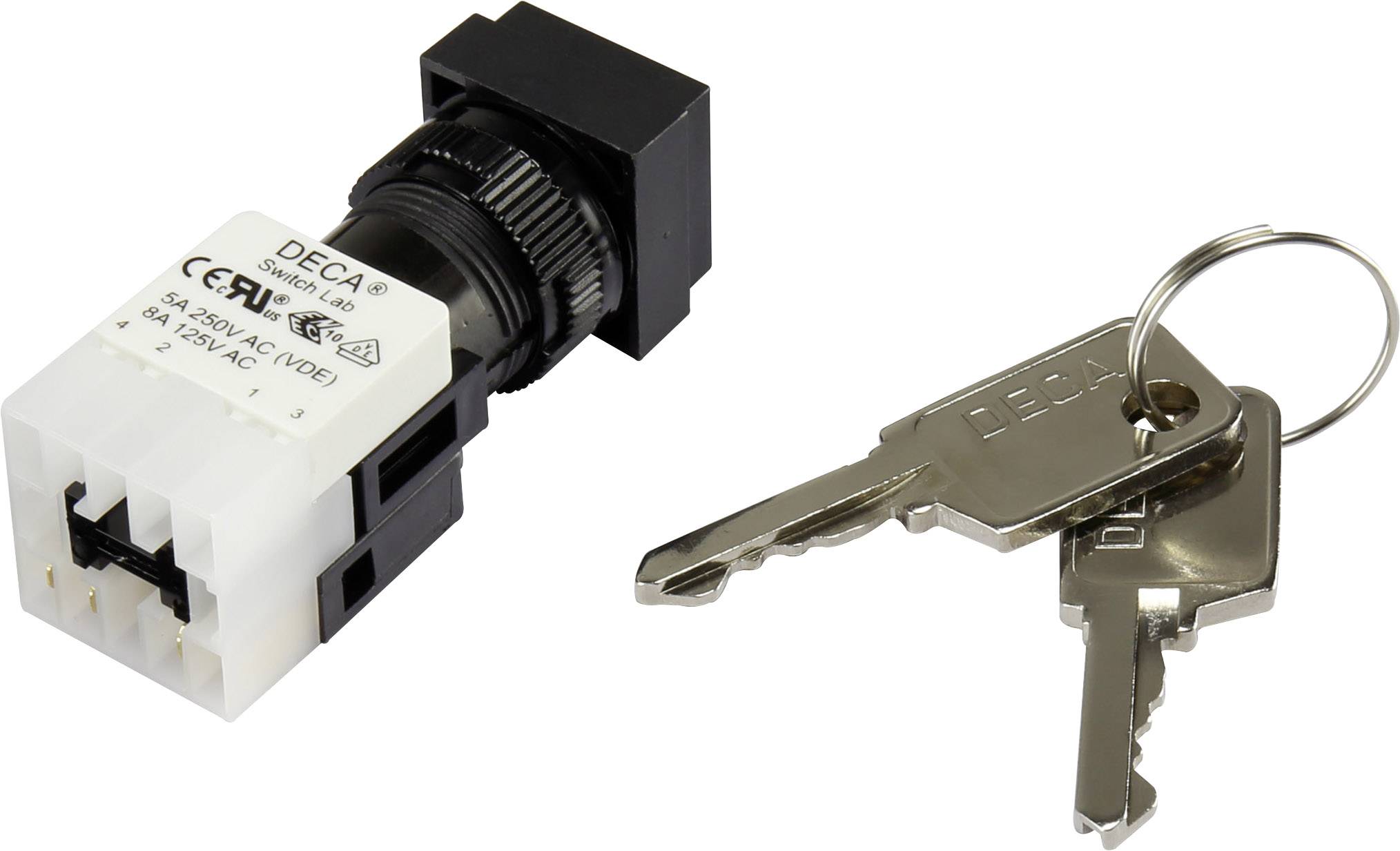 DECA ADA16K6-AS0-DF Schlüsselschalter 250 V/AC 5A 1 x Aus/Ein 1 x 90° IP65 1St.