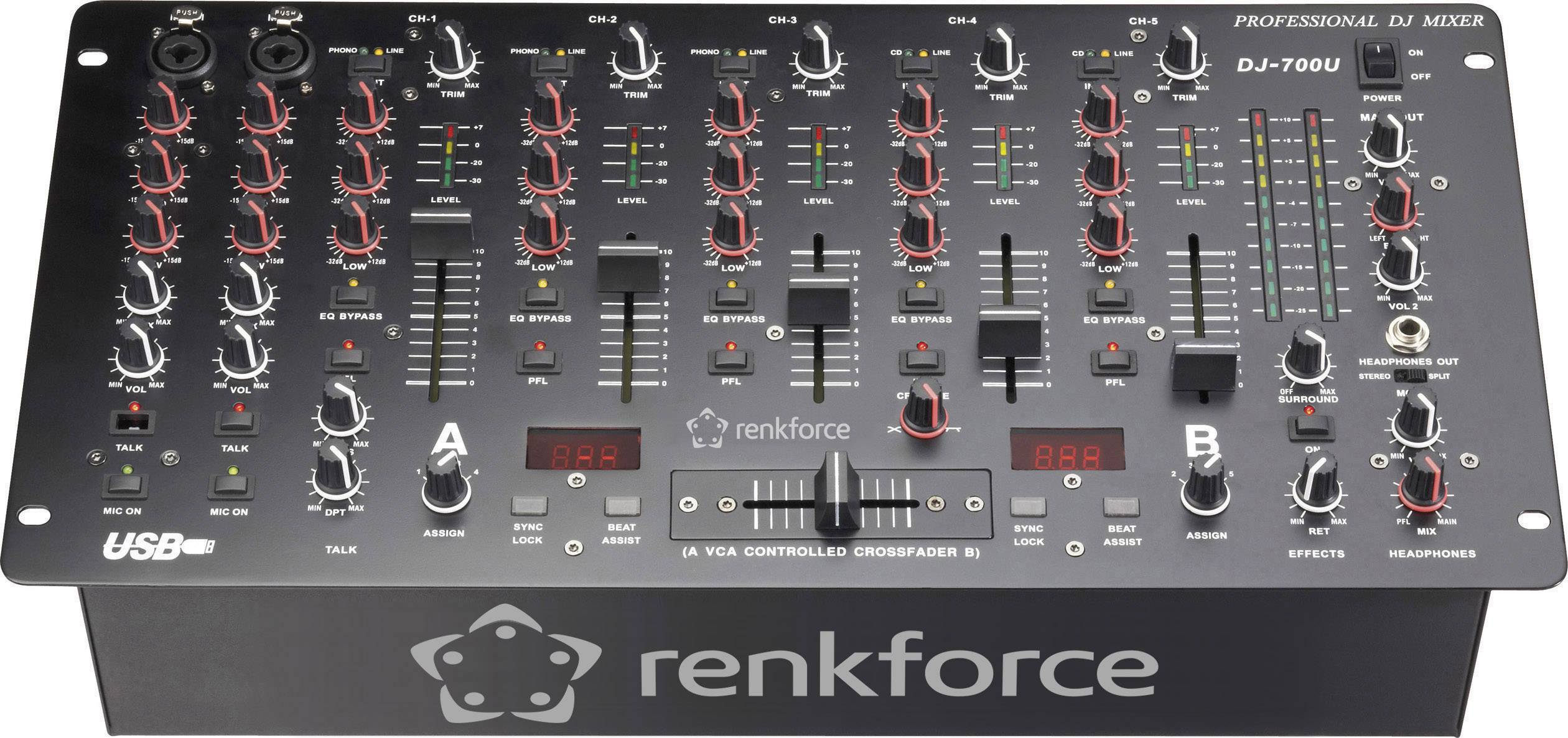 Renkforce DJM700U USB DJ Mixer 19 Zoll Einbau
