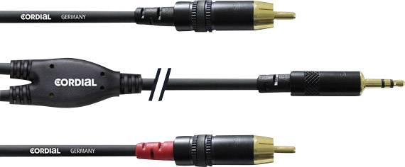 Cordial Audio Adapterkabel [1x Klinkenstecker 3.5 mm - 2x Cinch-Stecker] 0.90 m Schwarz