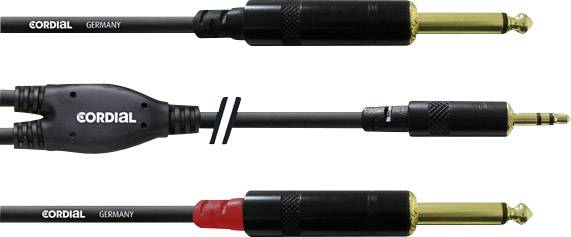 Cordial Audio Adapterkabel [1x Klinkenstecker 3.5 mm - 2x Klinkenstecker 6.35 mm] 6.00 m Schwarz