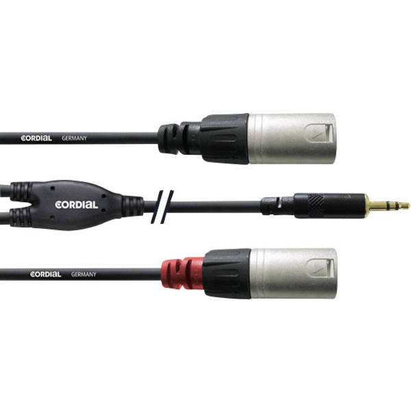 Câble adaptateur audio [1x Jack mâle 3.5 mm - 2x XLR mâle] Cordial CFY 1.8 WMM noir 1.80 m
