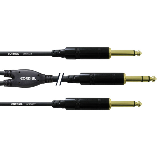 Cordial Audio Y-Kabel [1x Klinkenstecker 6.35mm - 2x Klinkenstecker 6.35 mm] 0.90m Schwarz