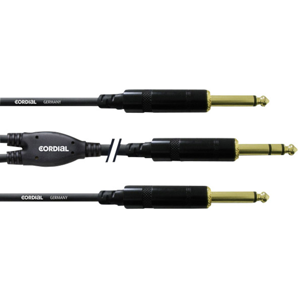 Cordial Audio Y-Kabel [1x Klinkenstecker 6.35mm - 2x Klinkenstecker 6.35 mm] 1.50m Schwarz