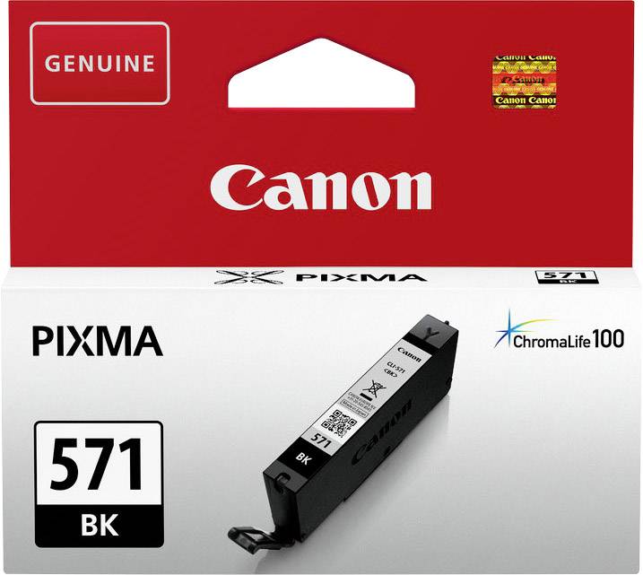 Canon PIXMA Tintenpatrone 571 BK in Originalverpackung, kompatibel mit ChromaLife100 System, farblich abgestimmt in Schwarz.