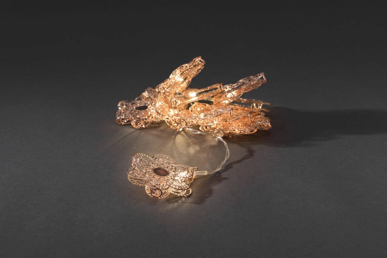 Konstsmide 3144-603 Motiv-Lichterkette Blüten Innen batteriebetrieben Warmweiß Beleuchtete Länge: 0.9m