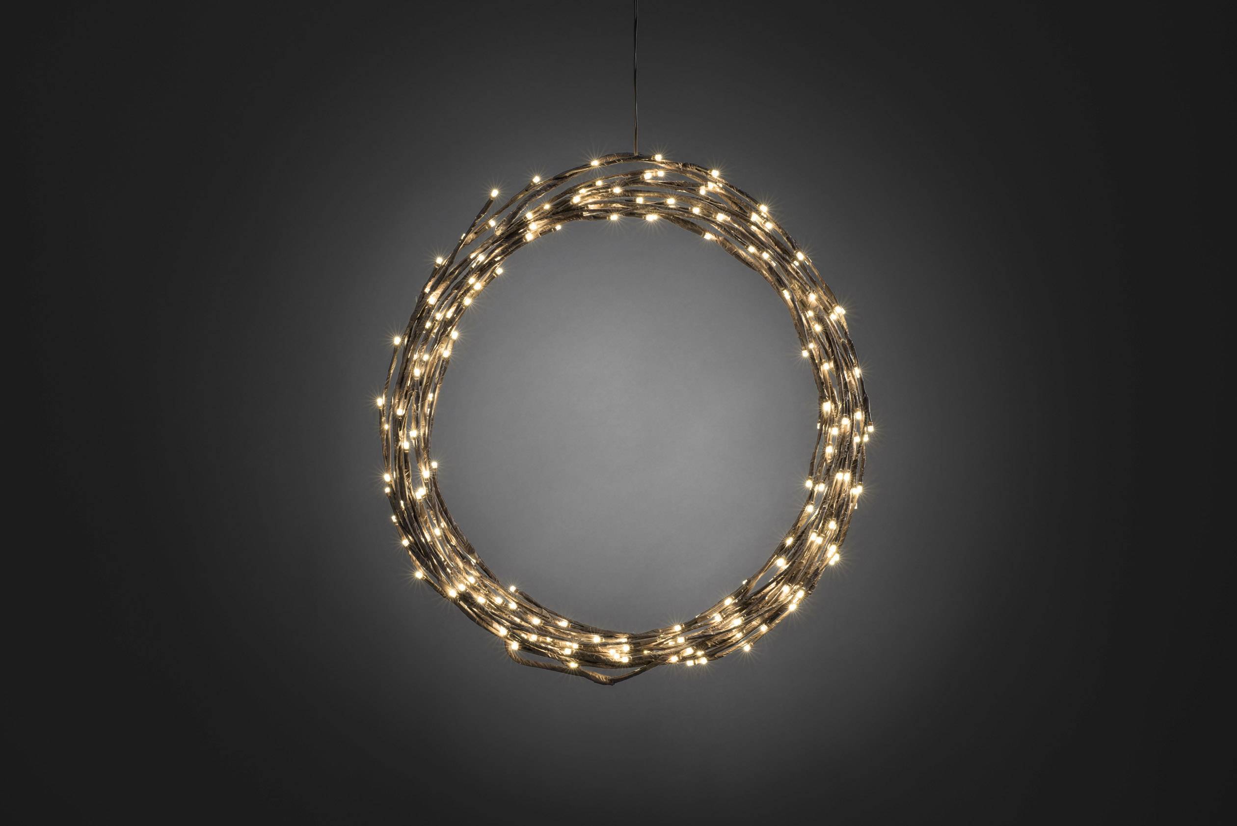 Konstsmide 3365-600 Türkranz mit Beleuchtung Kranz Warmweiß LED Braun