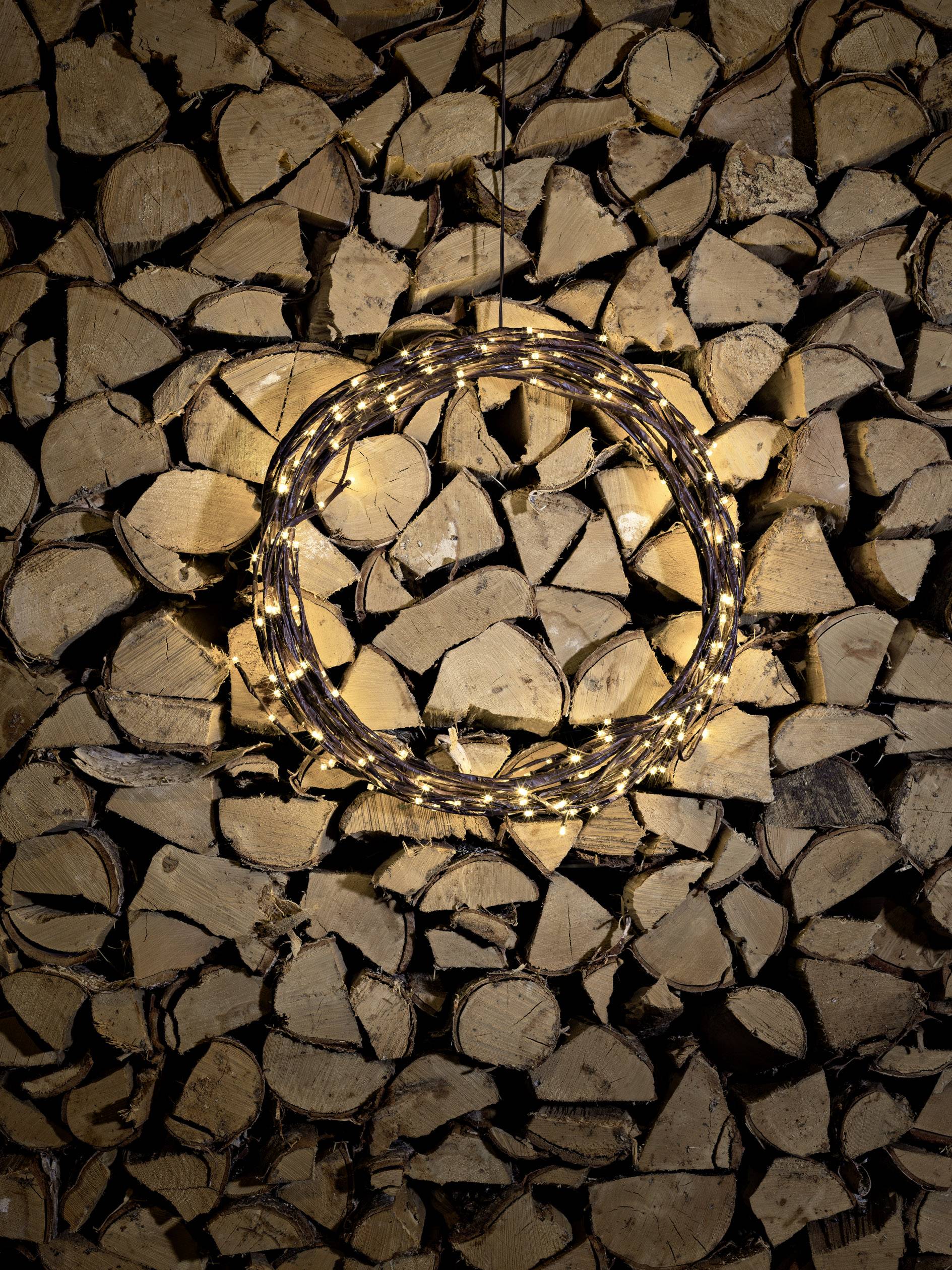 Konstsmide 3365-600 Türkranz mit Beleuchtung Kranz Warmweiß LED Braun