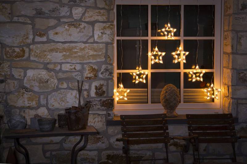 Konstsmide Lichtervorhang-Sterne Außen 24V EEK: G (A - G) 70 LED Warmweiß (B x H) 72cm x 118cm