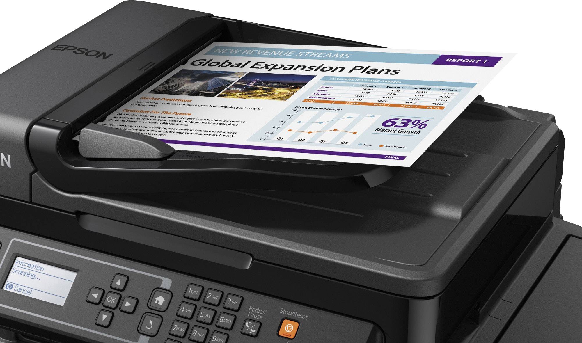 Epson EcoTank ET-4500 Farb Tintenstrahl Multifunktionsdrucker A4 Drucker, Scanner, Kopierer, Fax LAN, WLAN, Tintentank-System, ADF