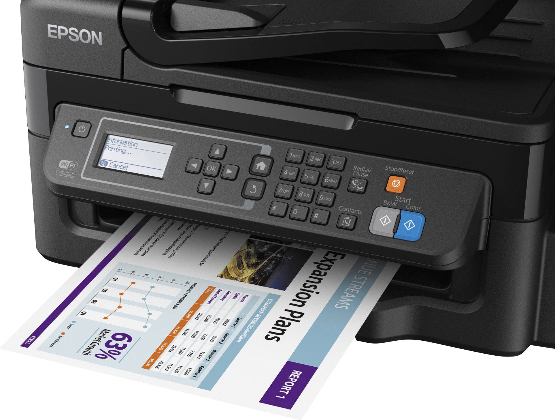 Epson EcoTank ET-4500 Farb Tintenstrahl Multifunktionsdrucker A4 Drucker, Scanner, Kopierer, Fax LAN, WLAN, Tintentank-System, ADF