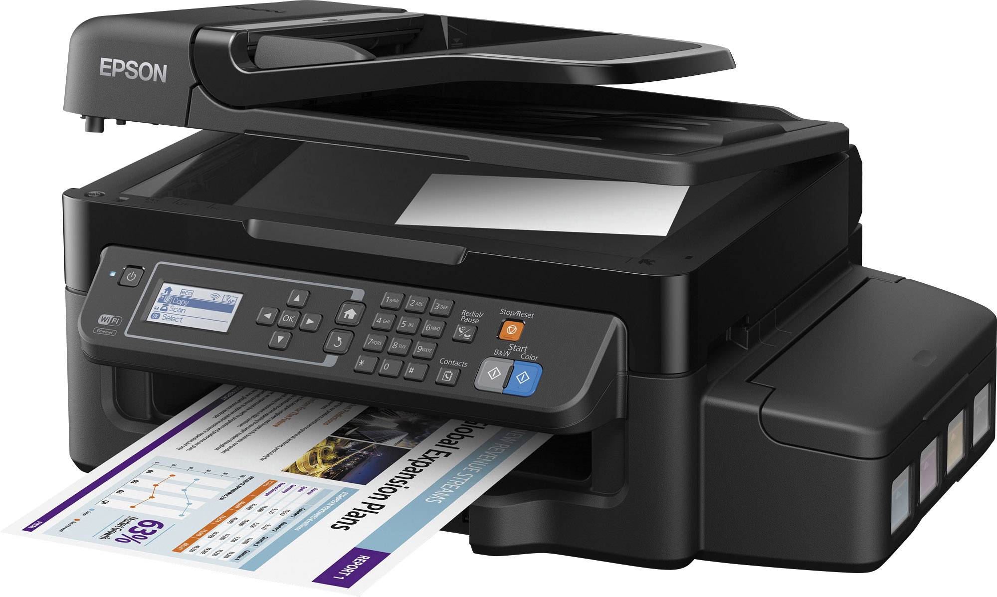 Epson EcoTank ET-4500 Farb Tintenstrahl Multifunktionsdrucker A4 Drucker, Scanner, Kopierer, Fax LAN, WLAN, Tintentank-System, ADF