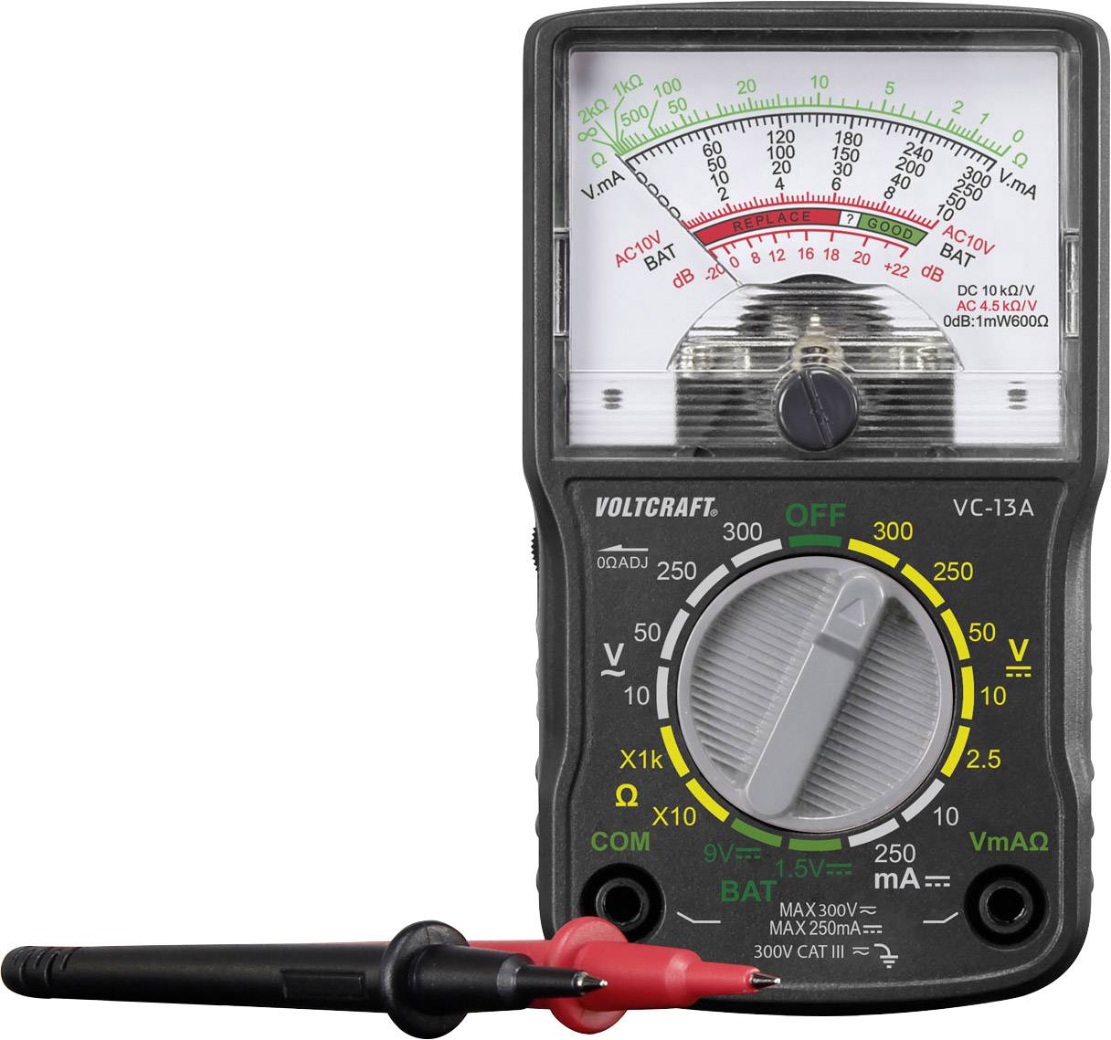 VOLTCRAFT VC-13A Hand-Multimeter analog CAT III 300V