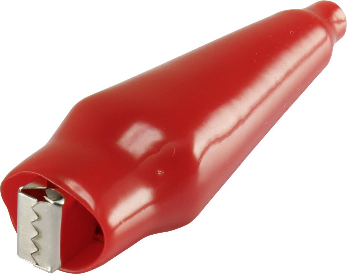 Roter Krokodilklemmen-Abdeckung, aus Kunststoff, schützt vor Kurzschlüssen und elektrischen Schlägen bei elektrischen Verbindungen.