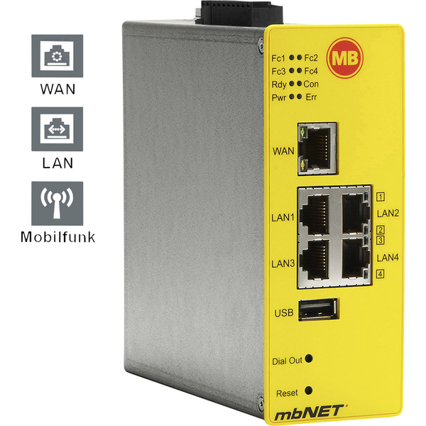 MB Connect Line GmbH Industrie Router USB, LAN, 3G, RS-232, RS-485 Anzahl Eingänge: 4 x Anzahl Ausg