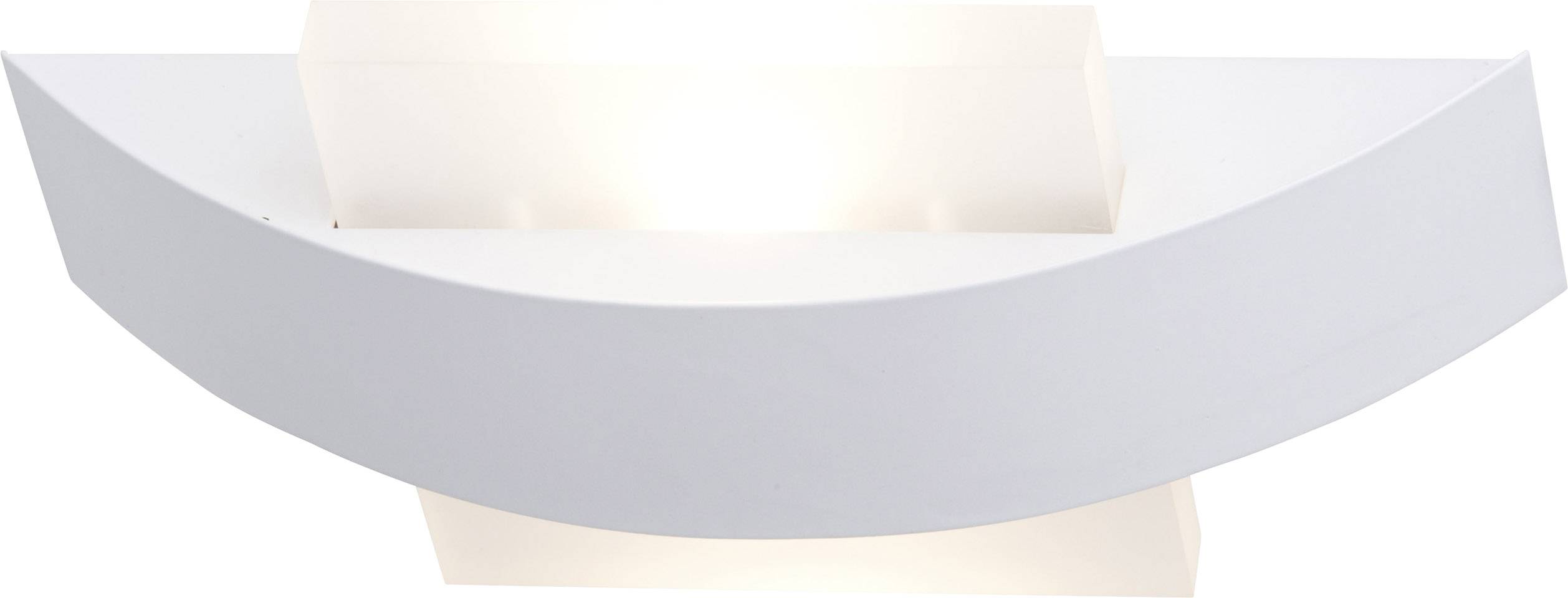 Eine moderne, weiße Deckenleuchte mit geschwungenem Design, die gleichmäßig Licht in den Raum ausstrahlt.