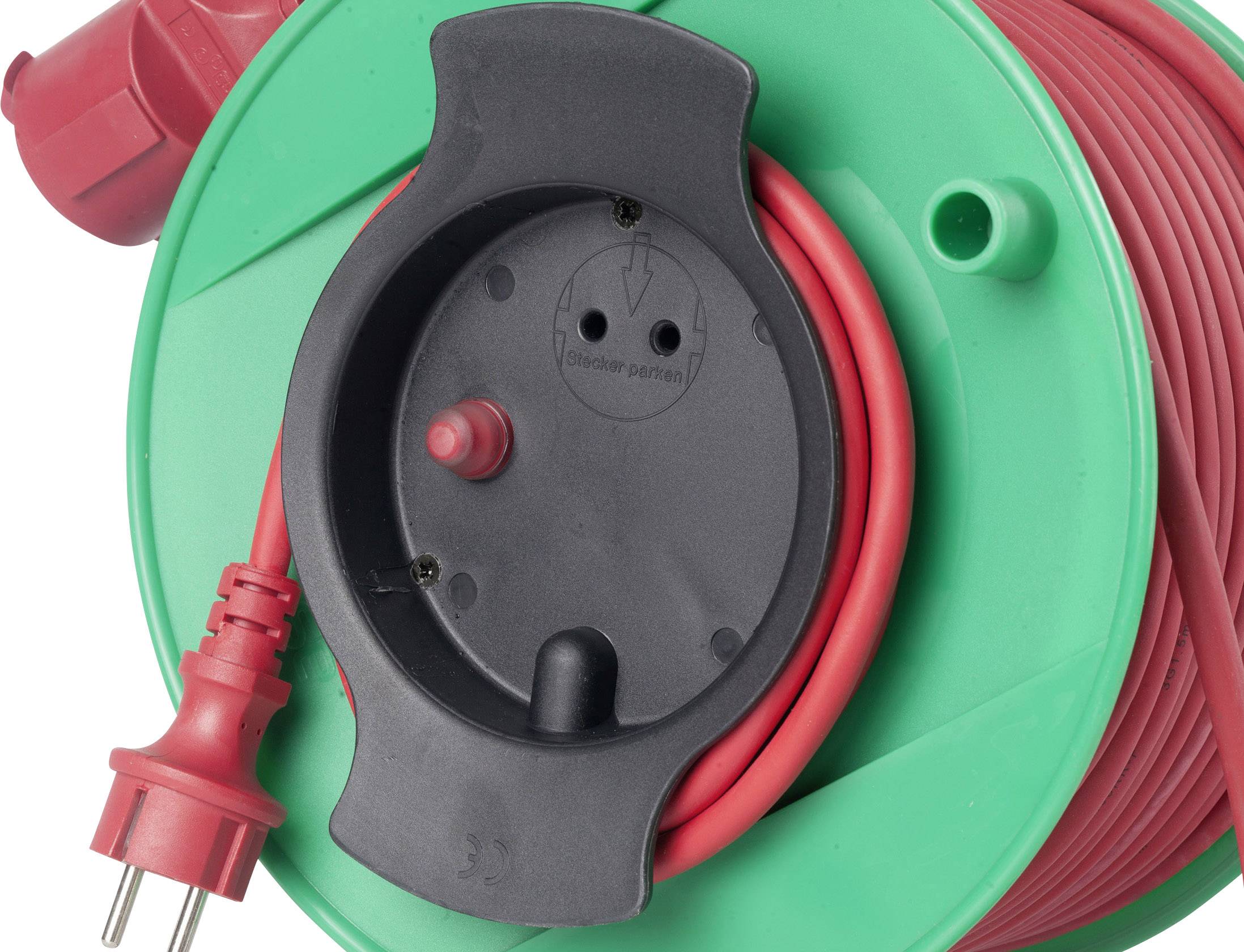 AS Schwabe 12239 Kabeltrommel 50.00m Rot Schutzkontakt-Gummi-Stecker