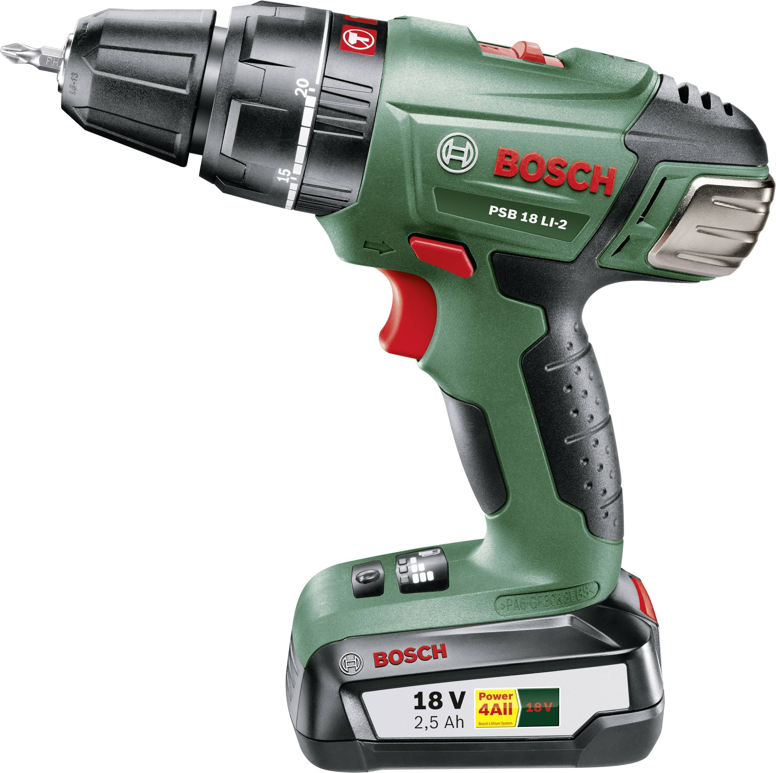 Bosch Home and Garden PSB 18 LI-2 2-Gang-Akku-Schlagbohrschrauber  inkl. Akku, inkl. Koffer
