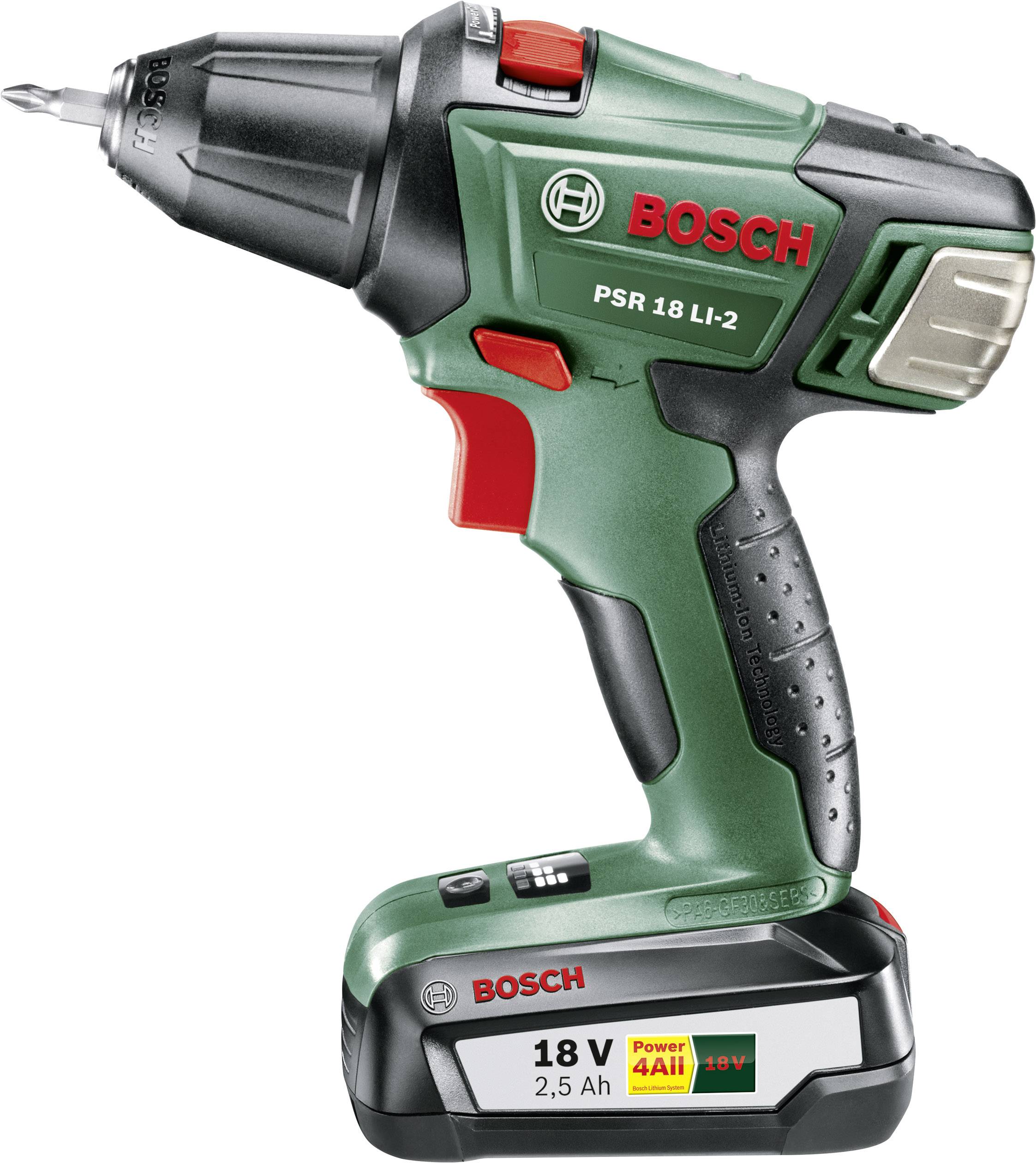 Bosch Home and Garden PSR 18 LI-2 Akku-Bohrschrauber 18V 2.5Ah Li-Ion inkl. Akku, inkl. Koffer