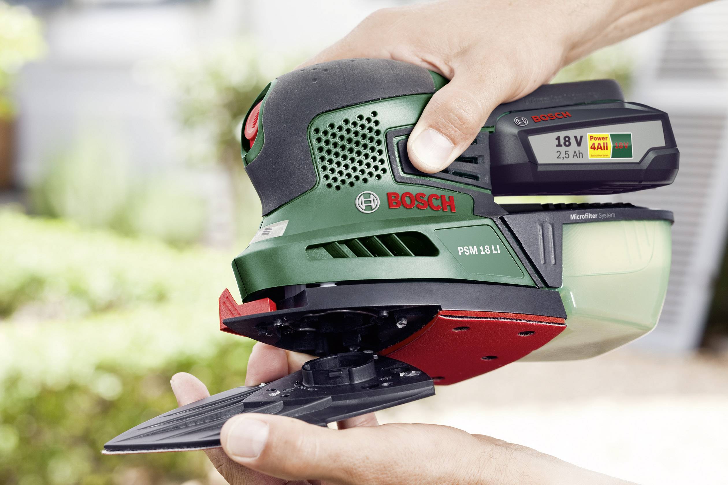 Bosch Home and Garden PSM 18 LI 06033A1303 Akku-Multischleifer inkl. Akku 18V 2.5Ah 93 x 93 x 93 mm, 102 x 62mm