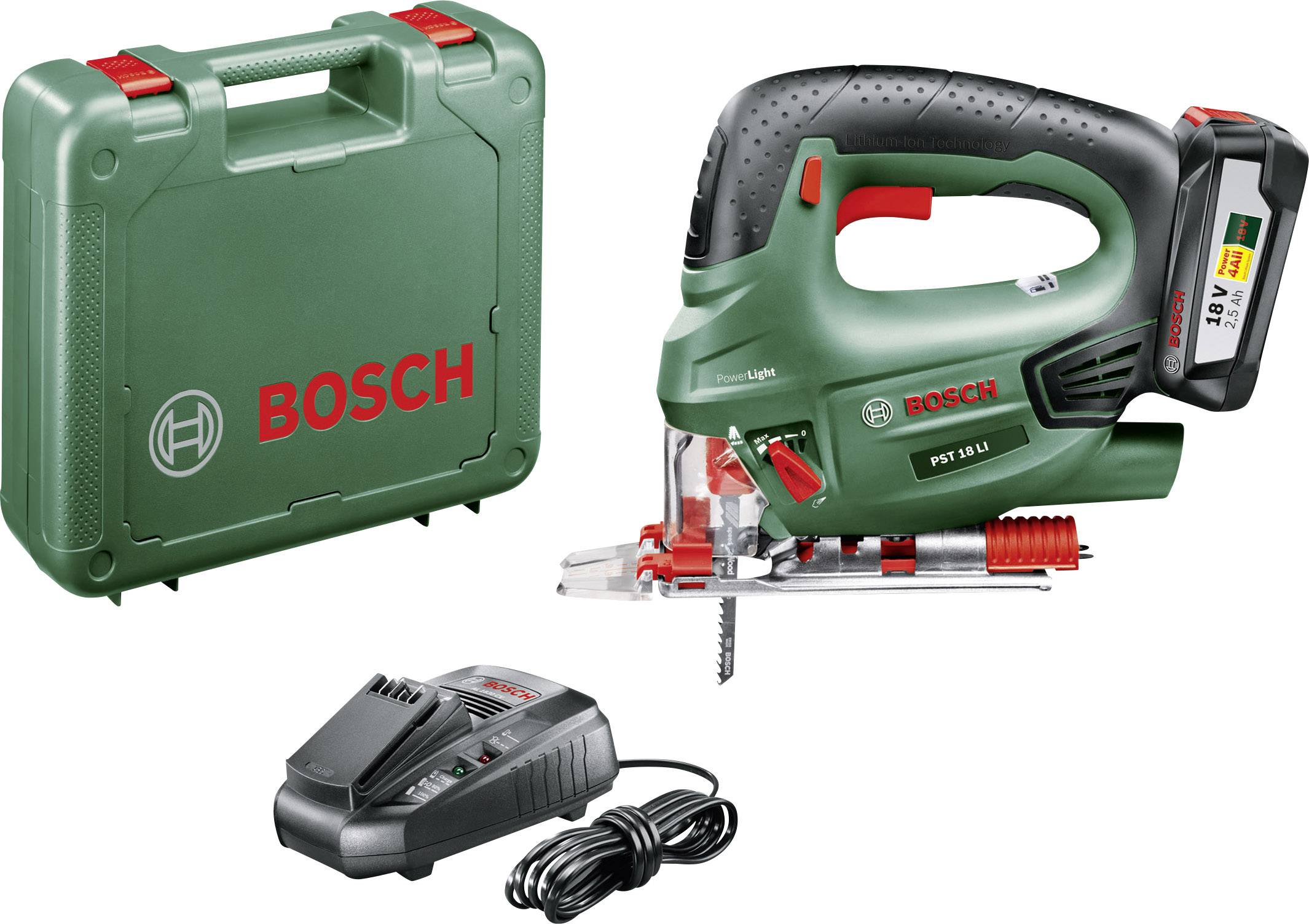 Bosch Home and Garden PST 18 LI 1, B-Ware Akku-Pendelhubstichsäge 0603011004920 inkl. Akku, inkl. Koffer 18V 2.5Ah