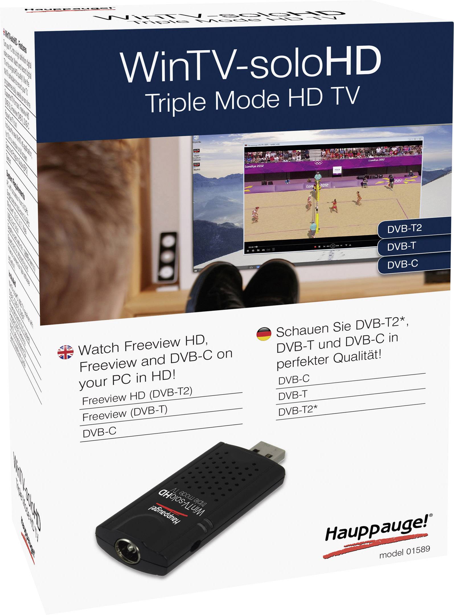 Hauppauge WinTV-Solo HD TV-Stick mit DVB-T Antenne, mit Fernbedienung, Aufnahmefunktion Anzahl Tuner: 1