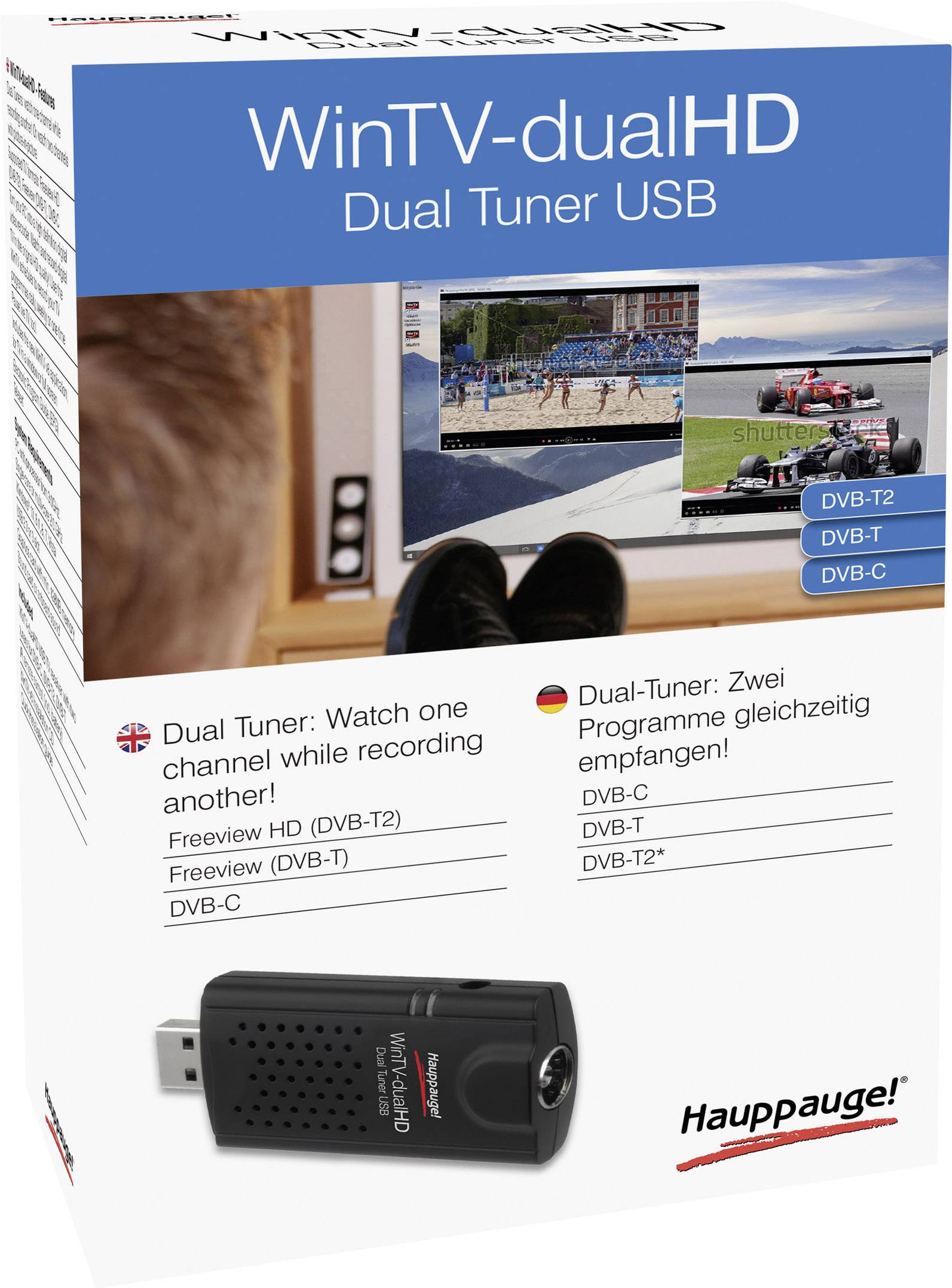 Hauppauge WinTV-dualHD TV-Stick mit Fernbedienung Anzahl Tuner: 2
