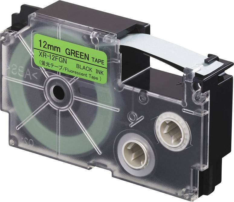 Schriftband Fluoreszierend Casio XR XR-12FGN Bandfarbe: Grün (fluoreszierend) Schriftfarbe:Schwarz 12 mm 5.5 m