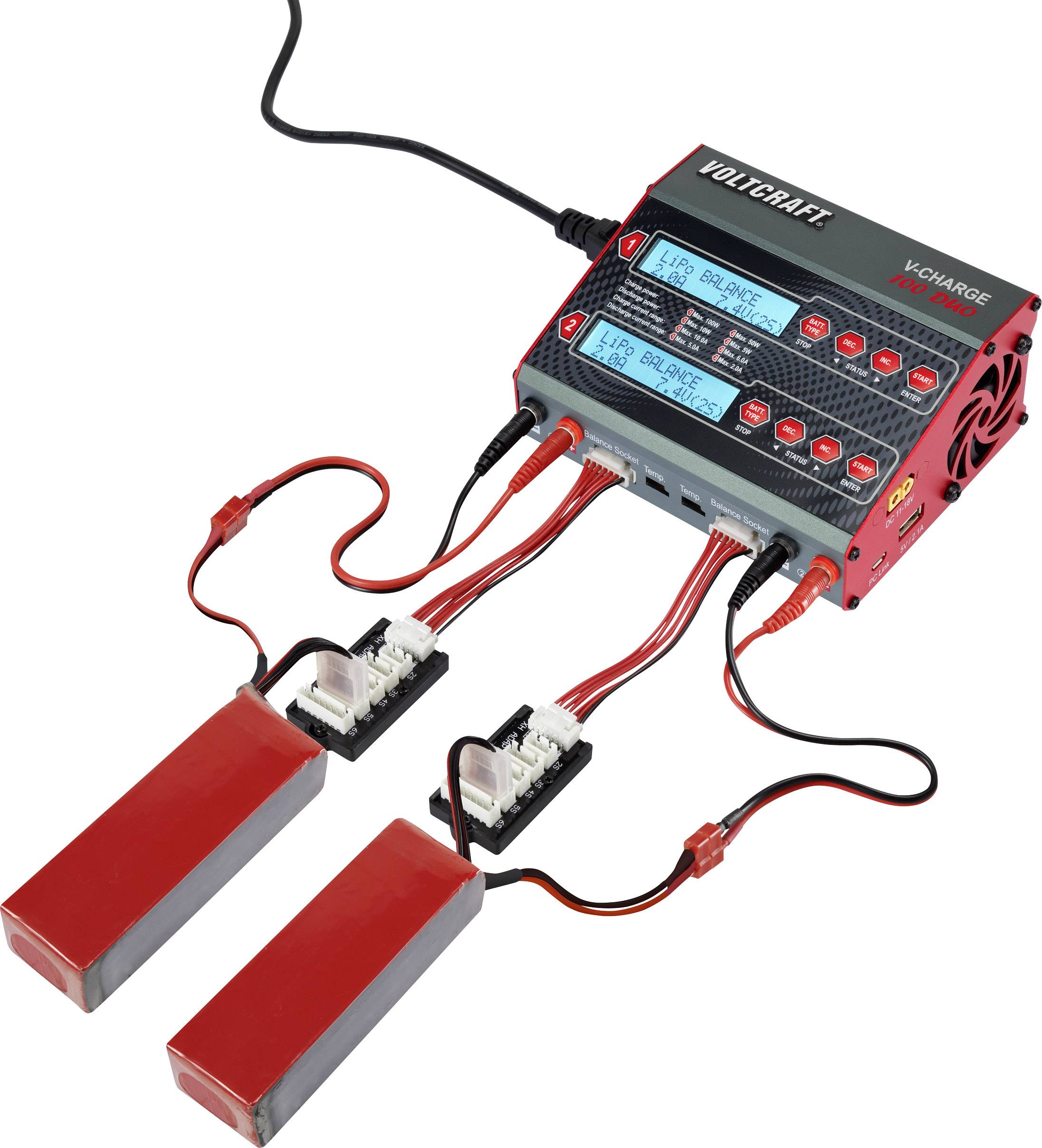 VOLTCRAFT V-Charge 100 Duo Modellbau-Multifunktionsladegerät 12 V, 230 V 10 A