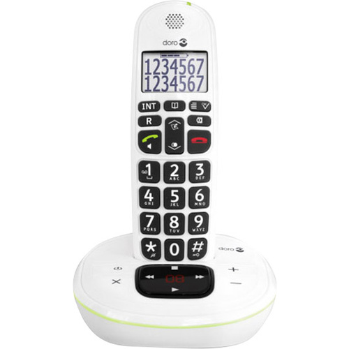 doro Phoneeasy® 115 Schnurloses Seniorentelefon Anrufbeantworter, Freisprechen Beleuchtetes Display Weiß