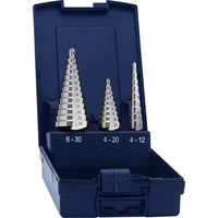 Exact Eventus by 15332 HSS Stufenbohrer-Set 3teilig 4 - 12 mm, 4 - 20 mm, 4 - 30mm 1 Set Exact Eventus by 15332 HSS Stufenbohrer-Set 3teilig 4 - 12 mm, 4 - 20 mm, 4 - 30mm 1 Set