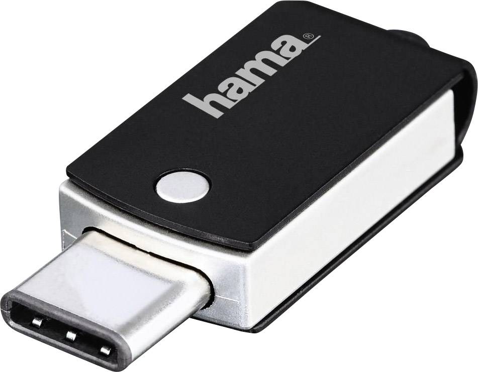 USB-Zusatzspeicher Smartphone/Tablet 16 GB Hama "C-Turn" Schwarz, Silber 00114975 USB 3.2 Gen 1 (USB 3.0), USB-C™