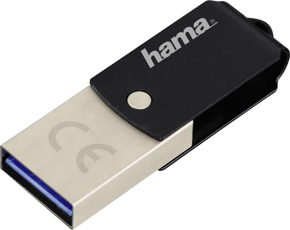 USB-Zusatzspeicher Smartphone/Tablet 16 GB Hama "C-Turn" Schwarz, Silber 00114975 USB 3.2 Gen 1 (USB 3.0), USB-C™