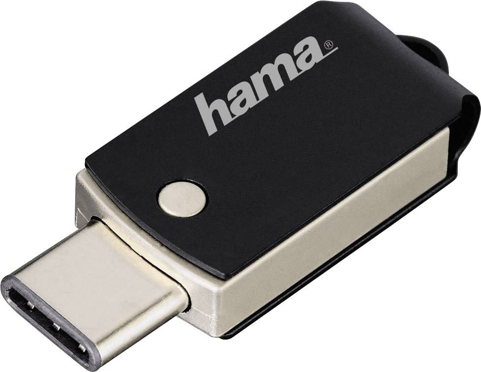 USB-Zusatzspeicher Smartphone/Tablet 16 GB Hama "C-Turn" Schwarz, Silber 00114975 USB 3.2 Gen 1 (USB 3.0), USB-C™