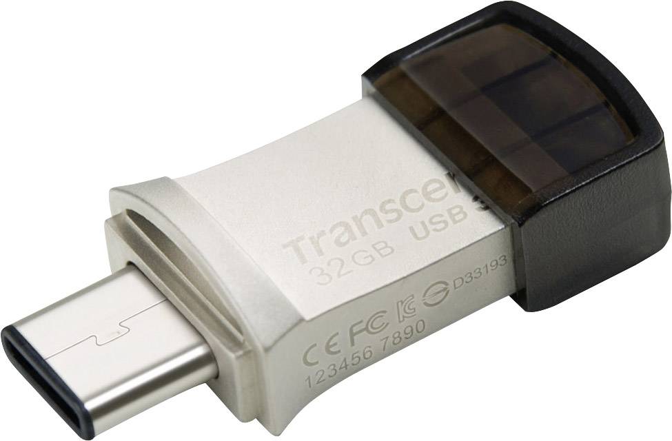 Transcend JetFlash® 890 USB-Zusatzspeicher Smartphone/Tablet Silber 32GB USB-A (USB 3.2 Gen 2), USB-C®