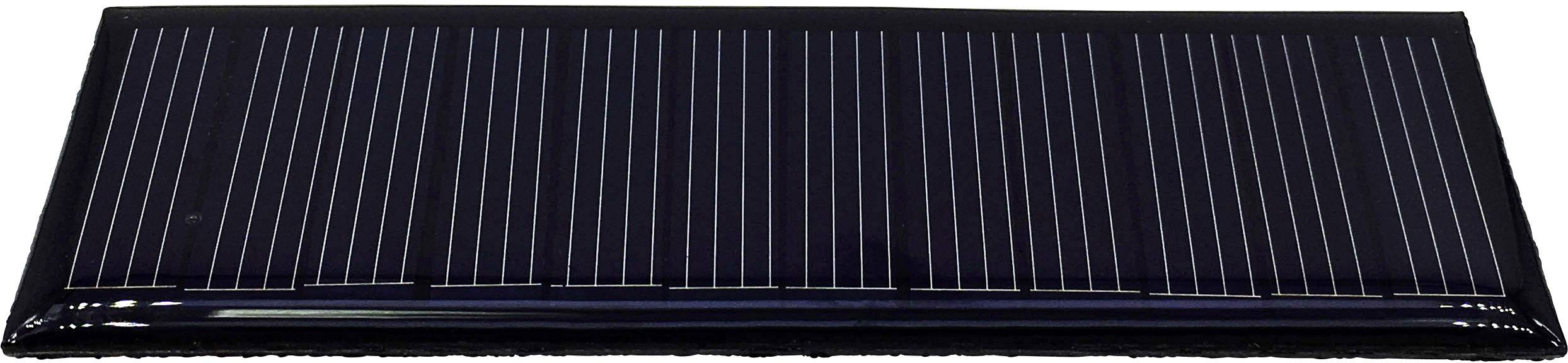 Eine rechteckige Solarzelle mit parallelen Linien, die zur Stromerzeugung Sonnenlicht absorbiert.