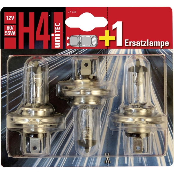 Unitec 77743 Halogen Leuchtmittel Standard H4 60/55W 12V